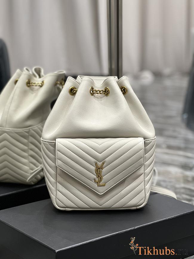 YSL Joe Bucket Bag White Lambskin 22x29x15cm - 1