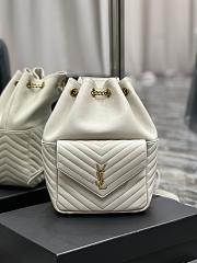 YSL Joe Bucket Bag White Lambskin 22x29x15cm - 1