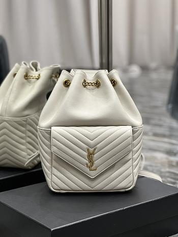 YSL Joe Bucket Bag White Lambskin 22x29x15cm