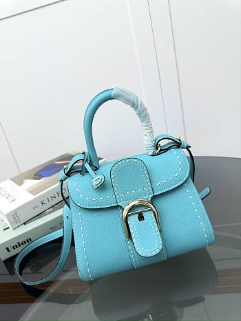 Delvaux Brillant Mini Whole-Grain Leather Blue 20x12x15cm