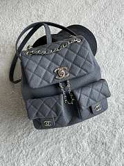 Chanel Backpack Grey Gold Caviar 20.5x20x12cm - 1