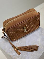 YSL Lou Embellished Suede Topstitch Camera Bag 23x16x6cm - 2