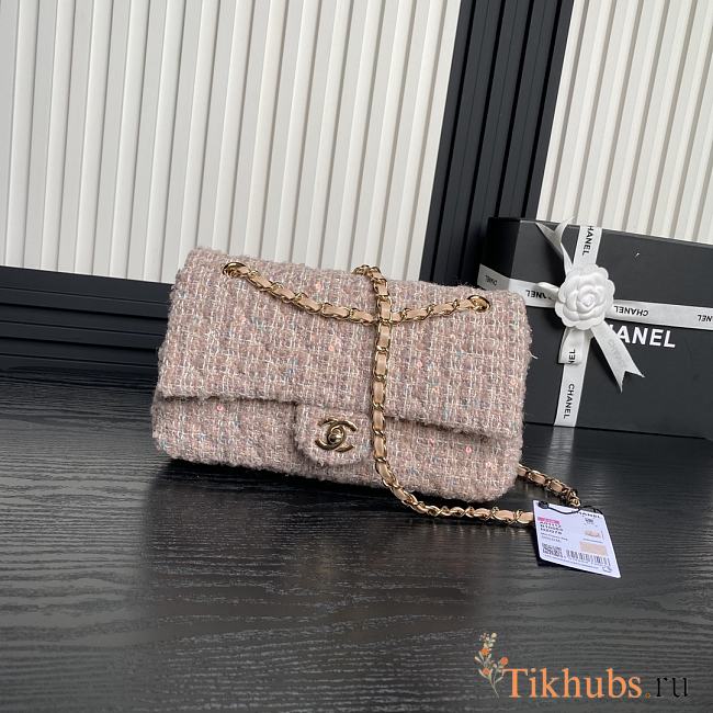 Chanel Medium Flap Bag Tweed Light Yellow 25cm - 1