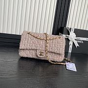 Chanel Medium Flap Bag Tweed Light Yellow 25cm - 1