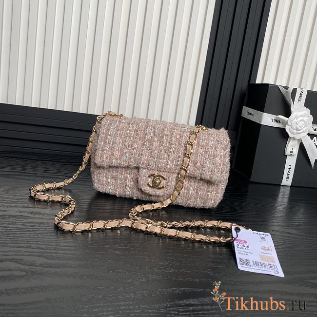 Chanel Flap Bag Tweed Light Yellow 20cm - 1