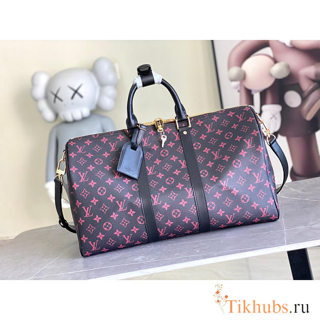 Louis Vuitton LV Keepall Monogram 45 Black Pink 45x27x20cm - 1