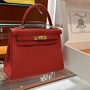 Hermes Kelly Bag Red Gold Togo 28cm - 1