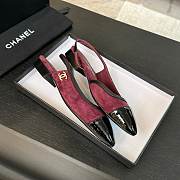 Chanel Slingback Burgundy Suede Lambskin Flat - 5