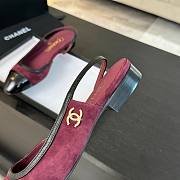 Chanel Slingback Burgundy Suede Lambskin Flat - 3