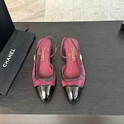 Chanel Slingback Burgundy Suede Lambskin Flat - 2