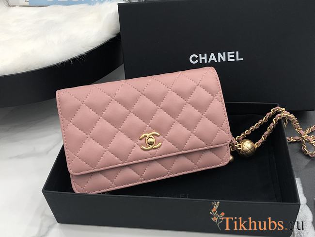 Chanel Wallet Chain Woc Pink Gold Lambskin 19cm - 1