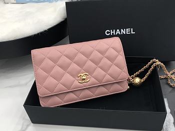 Chanel Wallet Chain Woc Pink Gold Lambskin 19cm