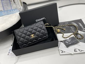 Chanel Wallet Chain Woc Black Gold Lambskin 19cm