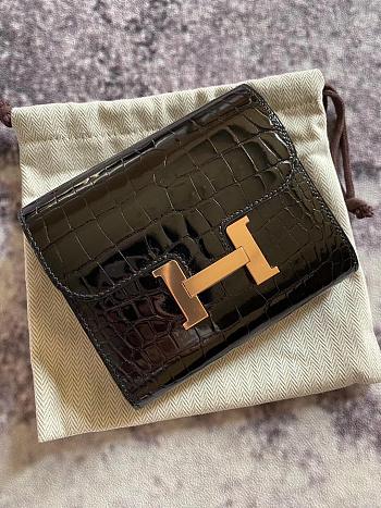 Hermes Constance Crocodile Wallet Black 12cm