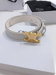 Celine Triomphe Belt In Smooth Calfskin White 2.5cm - 4