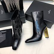 YSL Auteuil Leather Ankle Boots Black 105mm - 2