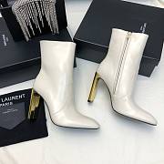 YSL Auteuil Leather Ankle Boots White 105mm - 1