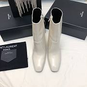 YSL Auteuil Leather Ankle Boots White 105mm - 4