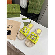 Gucci Interlocking G Espadrille Lime Green Raffia - 1