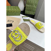 Gucci Interlocking G Espadrille Lime Green Raffia - 5