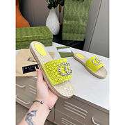 Gucci Interlocking G Espadrille Lime Green Raffia - 2