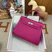 Hermes Kelly 25 Togo Fushia Silver 25cm - 6