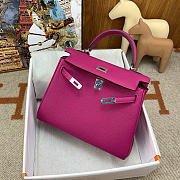 Hermes Kelly 25 Togo Fushia Silver 25cm - 5