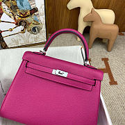 Hermes Kelly 25 Togo Fushia Silver 25cm - 2