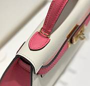 Hermes Mini Kelly White Pink Epsom Gold 19cm - 6