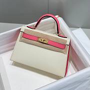 Hermes Mini Kelly White Pink Epsom Gold 19cm - 4