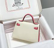 Hermes Mini Kelly White Pink Epsom Gold 19cm - 2