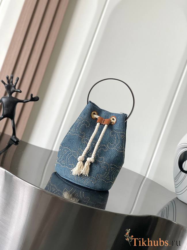 Celine Bucket Bag Denim Blue 19x15x15cm - 1