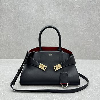 Ferragamo Hug Tote Bag Black Red 31.5x19x22cm