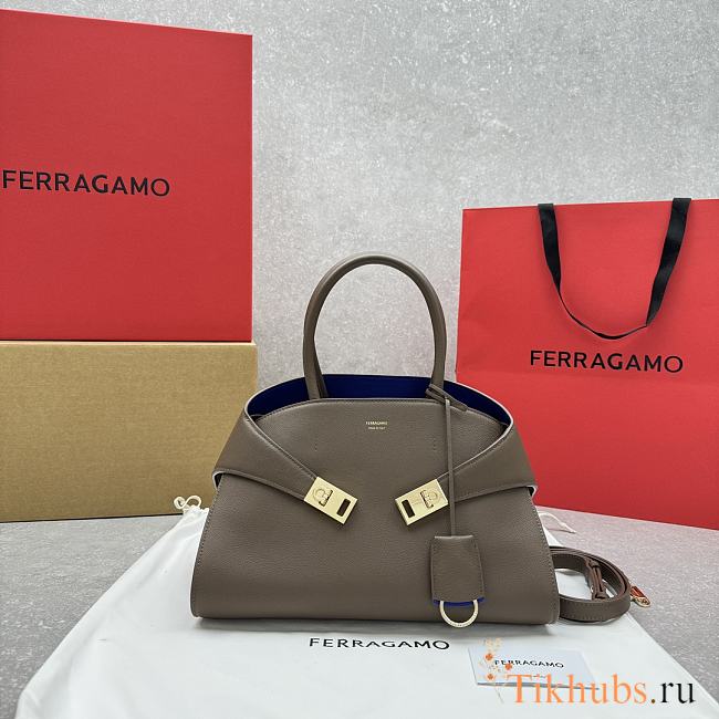 Ferragamo Hug Tote Bag Grey 31.5x19x22cm - 1