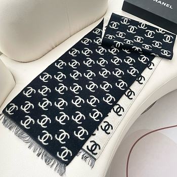 Chanel Scarf Black White 35x180cm