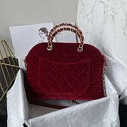 Chanel Clutch With Strap Red Bag Velvet 28.5x20.5x7cm - 6