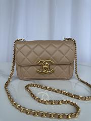 Chanel Mini Flap Bag Lambskin Gold Beige 19x13.5x7cm - 1