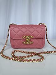 Chanel Mini Flap Bag Lambskin Gold Pink 19x13.5x7cm - 1