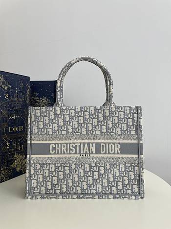 Dior Medium Book Tote Grey Oblique Bag 36x18x28cm