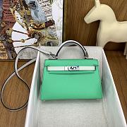 Hermes Kelly 19 Bag Green White Epsom Silver 19cm - 1