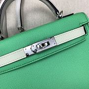 Hermes Kelly 19 Bag Green White Epsom Silver 19cm - 2