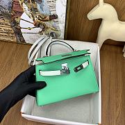 Hermes Kelly 19 Bag Green White Epsom Silver 19cm - 3