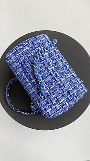 Chanel Mini Flap Bag Blue Tweed 20cm - 3