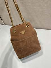 Prada Chain Shoulder Bag Brown Suede 25x26.5x15.5cm - 5