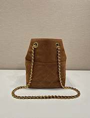 Prada Chain Shoulder Bag Brown Suede 25x26.5x15.5cm - 3