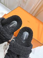 Hermes Chypre Sandals Black Shearling - 3