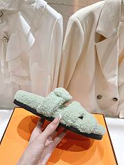 Hermes Chypre Sandals Light Green Shearling - 4