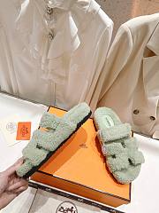 Hermes Chypre Sandals Light Green Shearling - 3