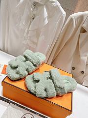 Hermes Chypre Sandals Light Green Shearling - 2