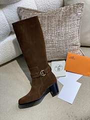 Hermes Brown Suede Long Boots - 5